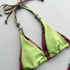 Color Block Split Bikini Set Patchwork Swimsuit