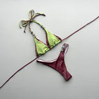 Color Block Split Bikini Set Patchwork Swimsuit