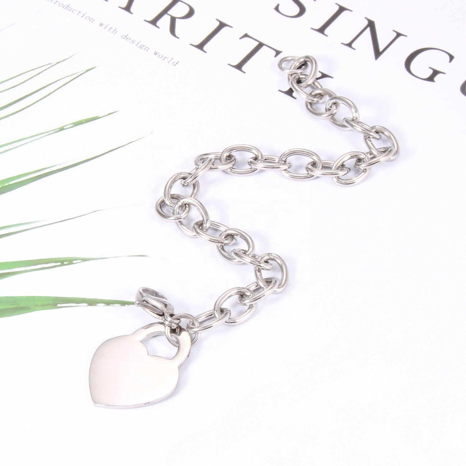 Stainless Steel Heart Charm Bracelet 18k Gold Plated