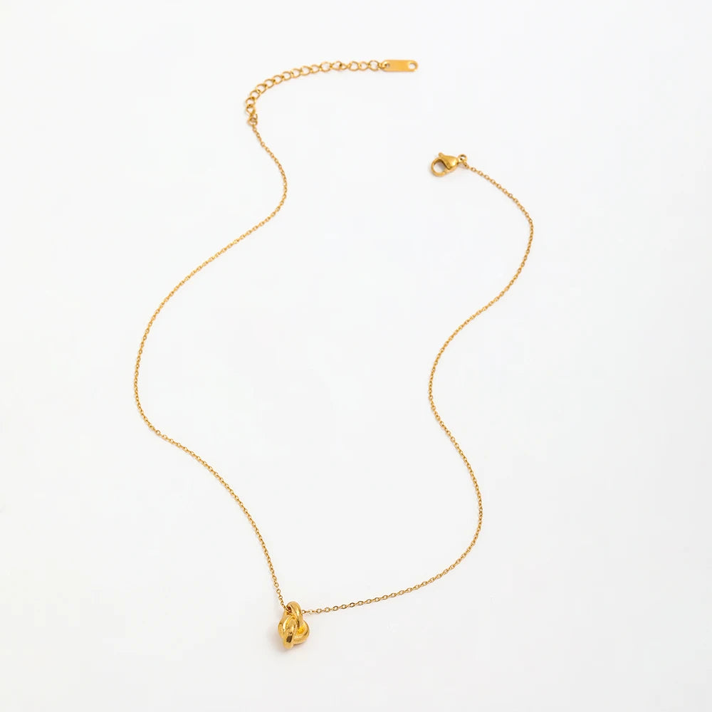 Joolim Jewelry 18K Gold Plated Knot Pendant Together Forever Necklace Stainless Steel Jewelry Wholesale