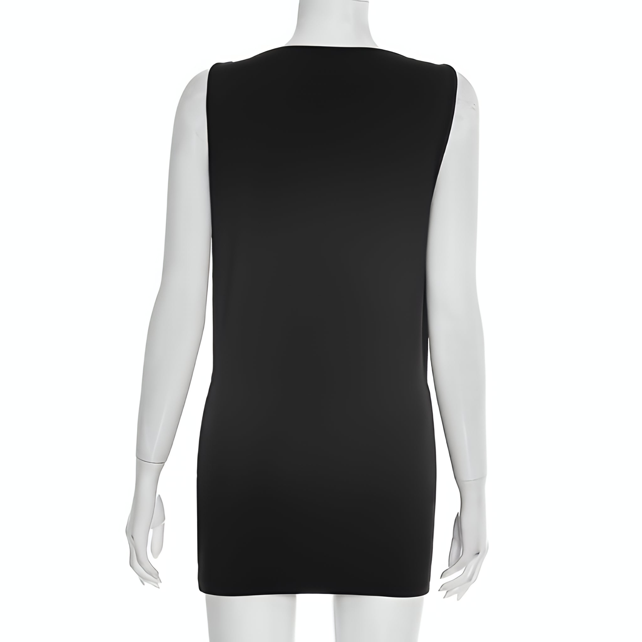 Solid Color Hollow Out Mini Shirt Dress Sleeveless Streetwear