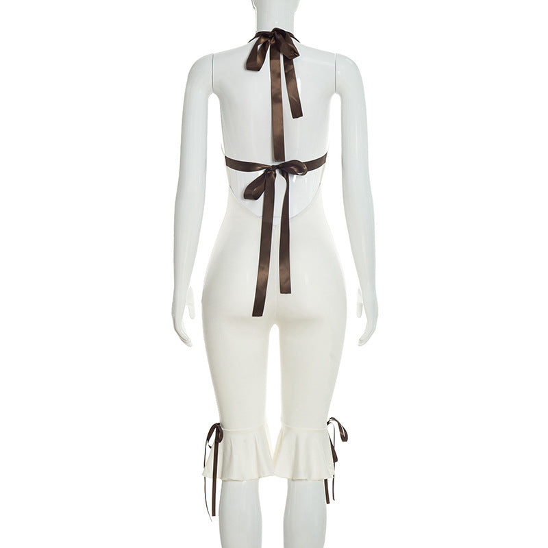 Halter Bodycon Backless Midi Jumpsuit Skinny Fit