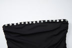 Strapless Bandeau Tube Top Shell Button Slim Fit Crop Top