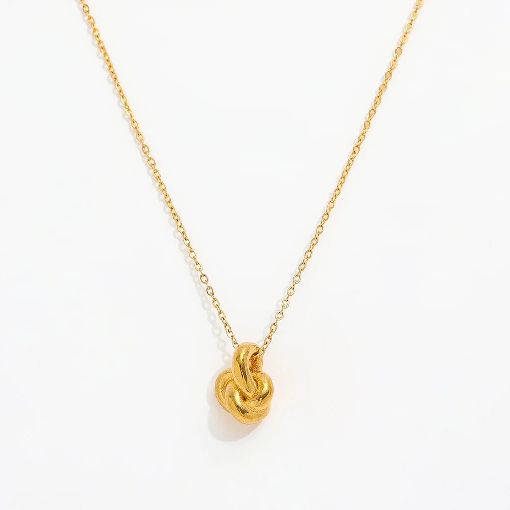 Joolim Jewelry 18K Gold Plated Knot Pendant Together Forever Necklace Stainless Steel Jewelry Wholesale