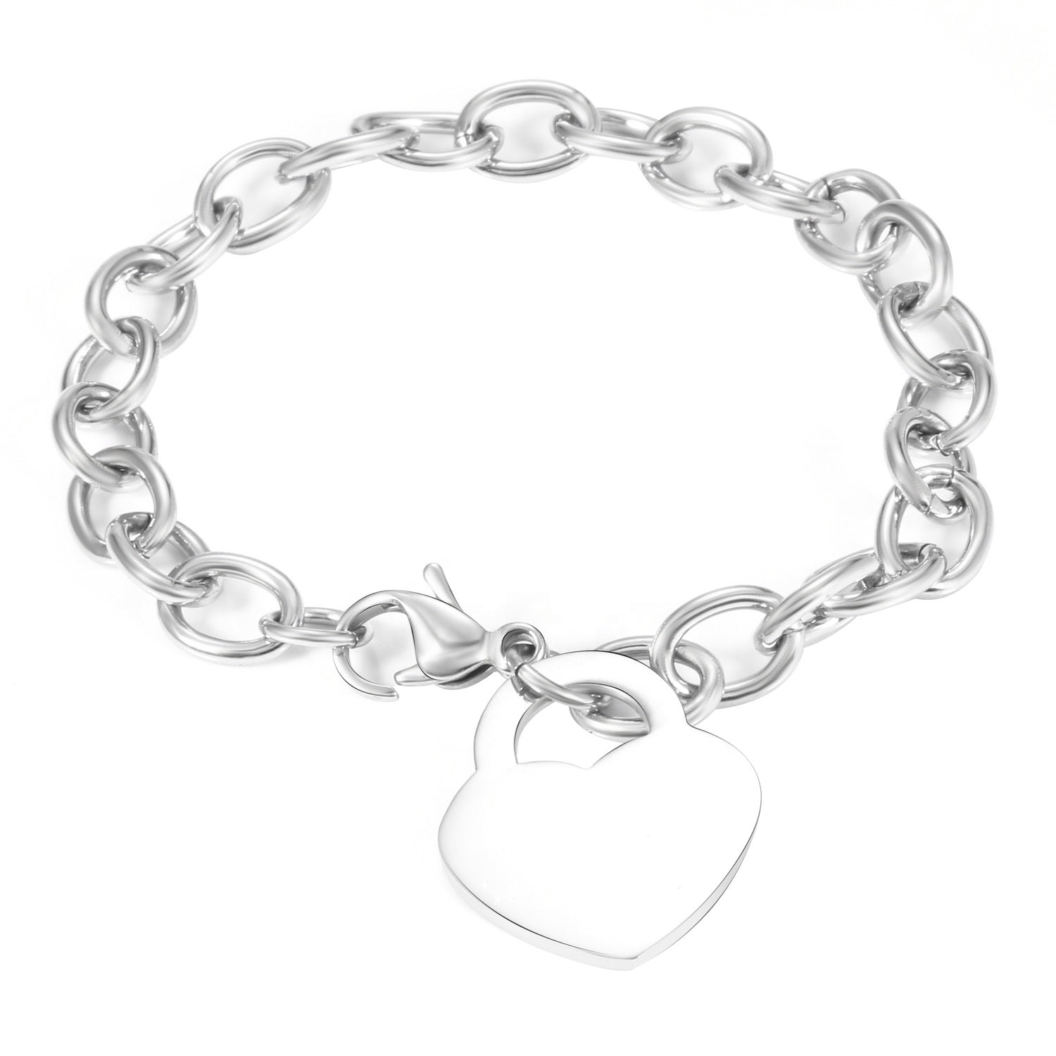 Stainless Steel Heart Charm Bracelet 18k Gold Plated