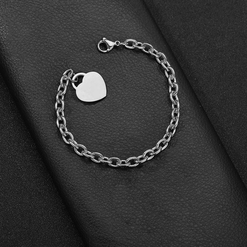Stainless Steel Heart Charm Bracelet 18k Gold Plated