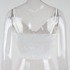 Satin Lace Up Bow Crop Top Sleeveless Cami Tank
