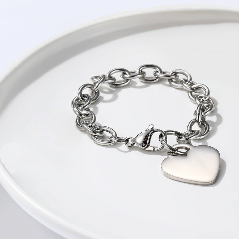 Stainless Steel Heart Charm Bracelet 18k Gold Plated