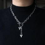 Stainless Steel Necklace OT Buckle Heart Tassel Charm