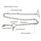 Stainless Steel Necklace OT Buckle Heart Tassel Charm