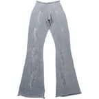 Ripped Knit Flare Pants Streetwear Fall Winter