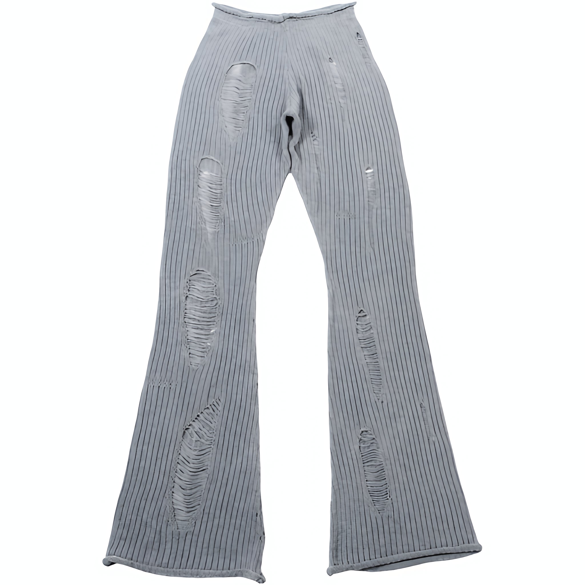 Ripped Knit Flare Pants Streetwear Fall Winter