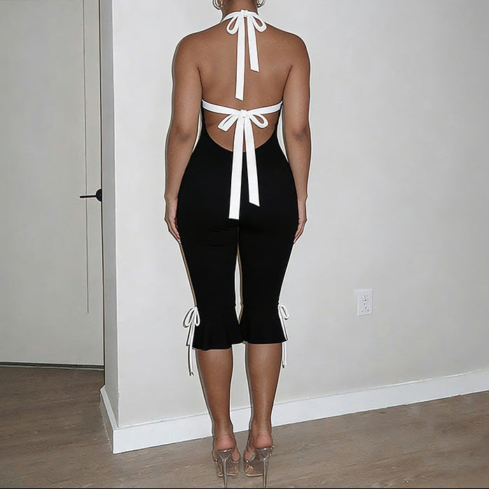 Halter Bodycon Backless Midi Jumpsuit Skinny Fit