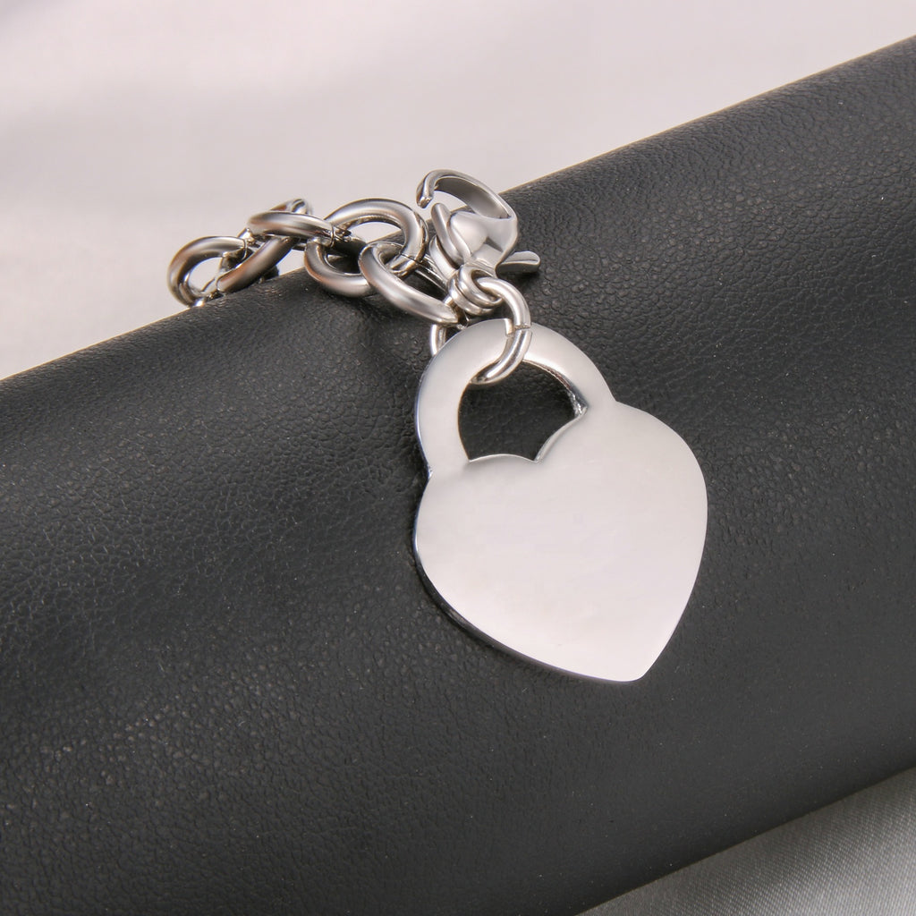 Stainless Steel Heart Charm Bracelet 18k Gold Plated
