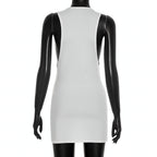 Solid Letter Print Bodycon T Shirt Dress Sleeveless Mini Dress