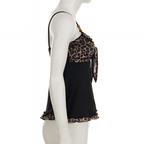 Leopard Print Lace Up Crop Tank Top A Line Sleeveless Summer Streetwear