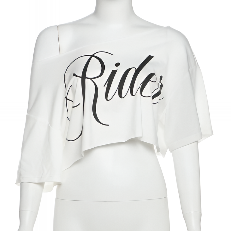 Letter Print Off Shoulder Mini T-Shirt Slim Fit Summer Street Style Top