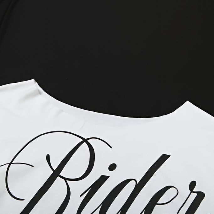 Letter Print Off Shoulder Mini T-Shirt Slim Fit Summer Street Style Top