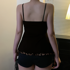 Leopard Print Lace Up Crop Tank Top A Line Sleeveless Summer Streetwear