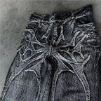 Unisex Y2K Baggy Jeans Gothic Spider Embroidery Streetwear Denim