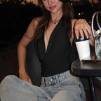 Women Backless Halter Vest Swing Collar Slim Fit Street Style Summer Top