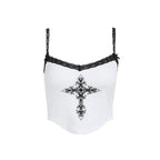 Y2K Lace Tank Top Slim Fit Printed Street Style Summer Top