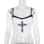 Y2K Lace Tank Top Slim Fit Printed Street Style Summer Top