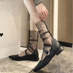 Sexy transparente Tupfen-Spitzensocken für Damen, dünne Nylonseiden-Sheer-Socken, französischer Stil, elegant, Femme JK Lolita, weiße Socken