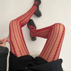Damen-Kettenstrumpfhose, ausgehöhlt, Schwarz, Sexy, transparent, Jacquard, amerikanischer Retro-Stil, Netz, atmungsaktiv, Spitze, Fischgrät-Strumpfhose