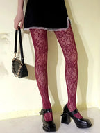 Weiße Socken Damen Sexy Netzstrümpfe Femme Sommer Dünn Blumenmuster Netz Strumpfhose Elastisch Schlankmachend Hoher Bund Aushöhlen Strumpfhosen