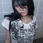 Japanese Y2K Letter Print T Shirt Vintage Harajuku Grunge Goth Style