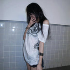 Japanese Y2K Letter Print T Shirt Vintage Harajuku Grunge Goth Style