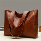 Sac à main vintage grande capacité pour femme, sac à bandoulière vintage uni, sac à main décontracté pour femme