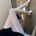Damen-Kettenstrumpfhose, ausgehöhlt, Schwarz, Sexy, transparent, Jacquard, amerikanischer Retro-Stil, Netz, atmungsaktiv, Spitze, Fischgrät-Strumpfhose