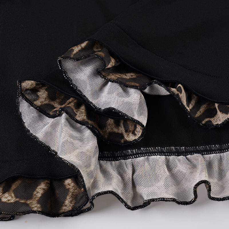 Leopard Print Lace Up Crop Tank Top A Line Sleeveless Summer Streetwear