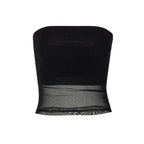 Black Slim Streetwear Mesh Corset Strapless Crop Top