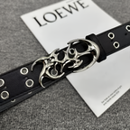 Unisex Y2K Punk PU Leather Belt Black Hollow Fashion Waist Belt Plus Size