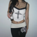 Y2K Lace Tank Top Slim Fit Printed Street Style Summer Top