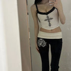 Y2K Lace Tank Top Slim Fit Printed Street Style Summer Top