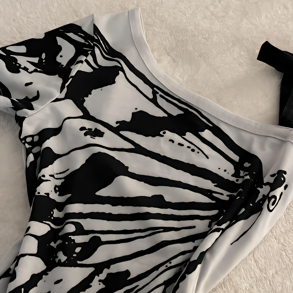 Off Shoulder Bow Tie Crop T-Shirt Korean Harajuku Aesthetic Print Summer Top