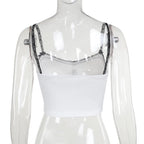 Y2K Lace Tank Top Slim Fit Printed Street Style Summer Top