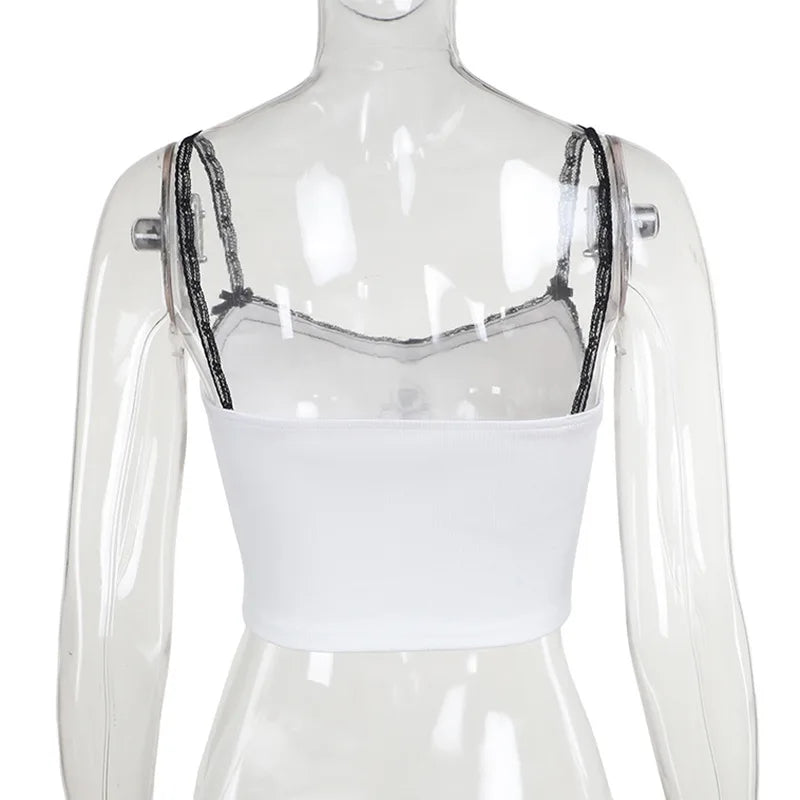 Y2K Lace Tank Top Slim Fit Printed Street Style Summer Top