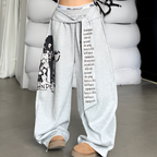 Gothic Y2K Letter Print Baggy Sweatpants Gray Wide Leg Harajuku Vintage Trousers