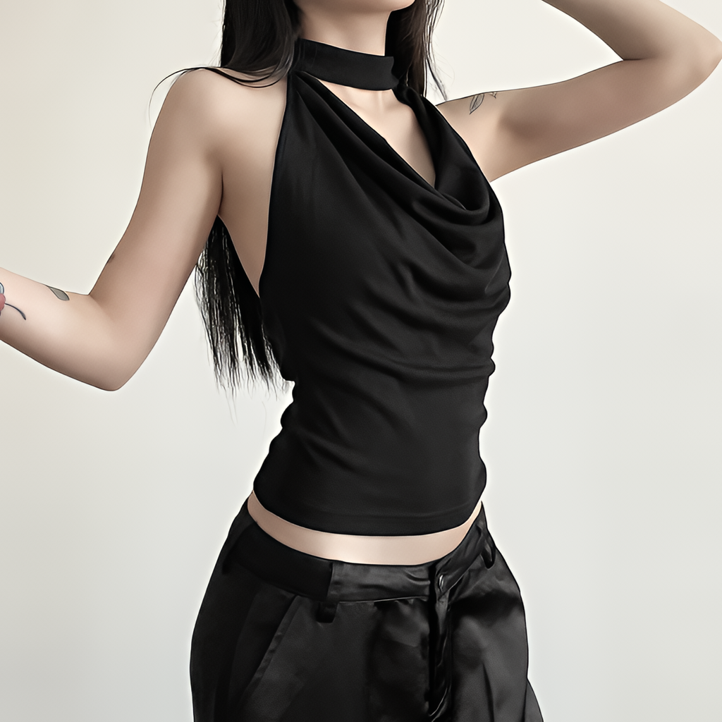 Solid Color Halter Vest Casual Slim Fit Top