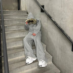 Y2K Harajuku Hoodie mit Reißverschluss und Kunstfellkragen