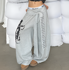 Gothic Y2K Letter Print Baggy Sweatpants Gray Wide Leg Harajuku Vintage Trousers