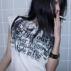 Japanese Y2K Letter Print T Shirt Vintage Harajuku Grunge Goth Style