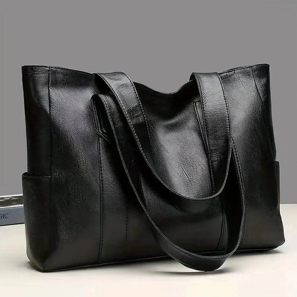 Sac à main vintage grande capacité pour femme, sac à bandoulière vintage uni, sac à main décontracté pour femme