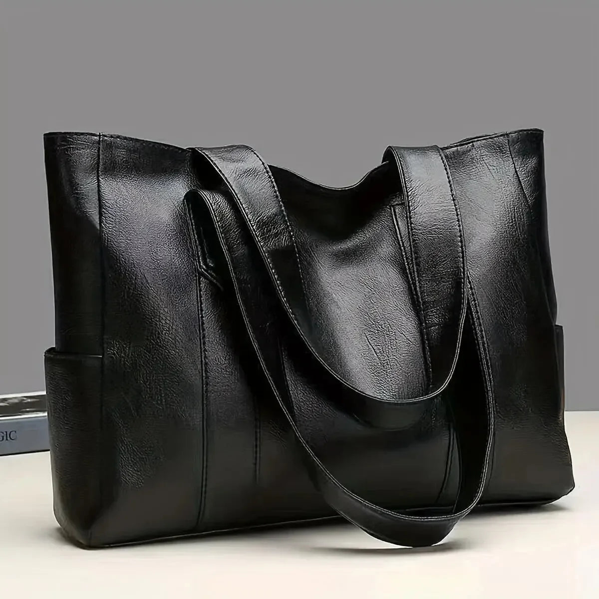 Sac à main vintage grande capacité pour femme, sac à bandoulière vintage uni, sac à main décontracté pour femme