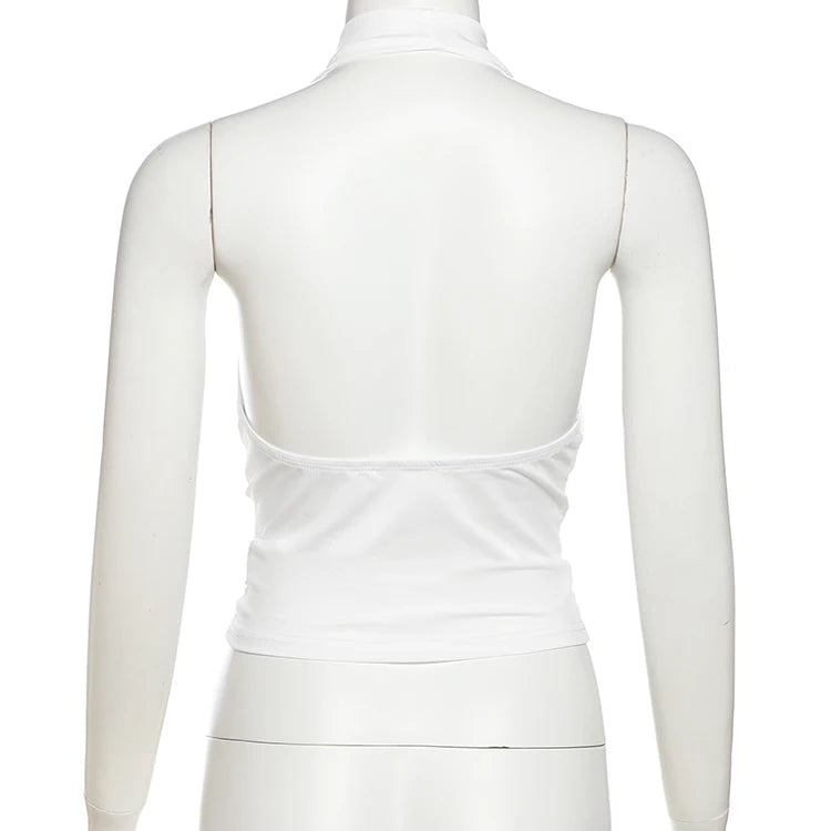 Women Backless Halter Vest Swing Collar Slim Fit Street Style Summer Top